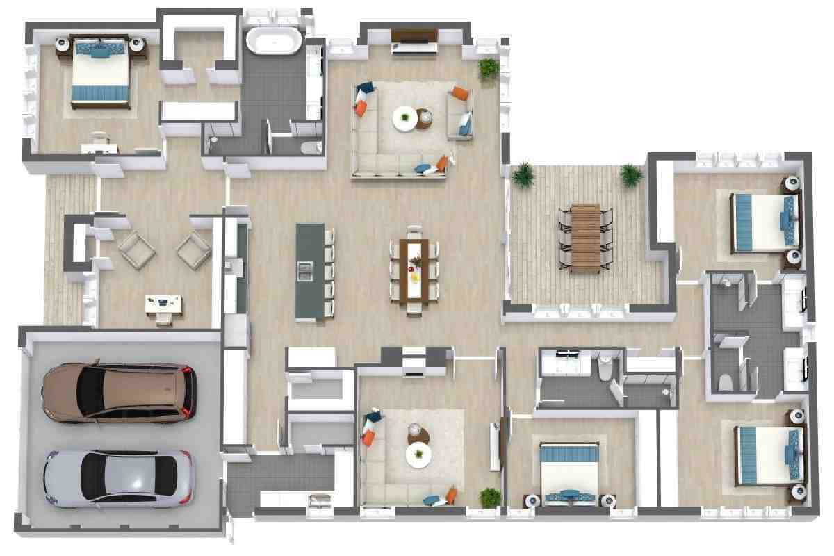 Single Story 4 Bedroom House Plans
