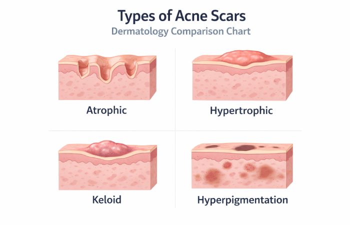 types of acne scars dermatology comparison chart